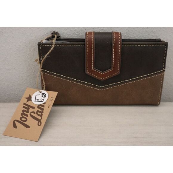 Tony Lama 22085725W Women's 3-Tone Brown Magnetic Snap Credit Card Bifold Wallet - Picture 1 of 6